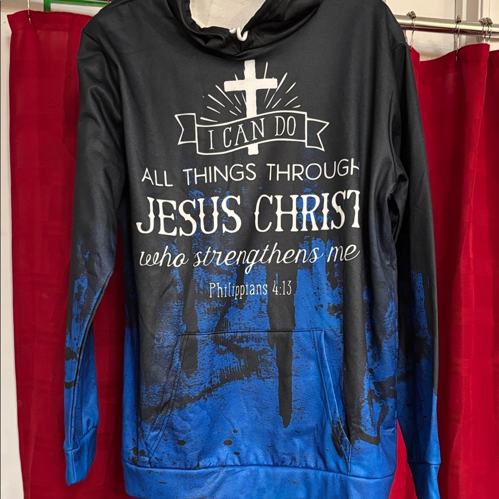 Inspirational Black and Blue Hoodie men or women or youth.